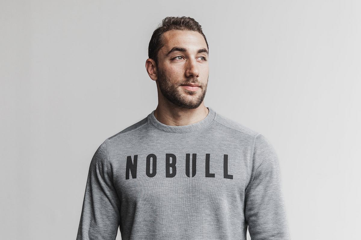 Nobull Crew Men's Sweatshirts Grey | Australia (EJ8649)